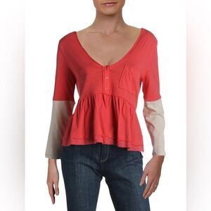 We The Free - Heart Of Mine Cotton Peplum Pullover Top - size L